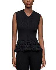 ガニー レディース アウター ニット・セーター ベスト GANNI Crochet Sweater Vest Black ブラックのサムネイル