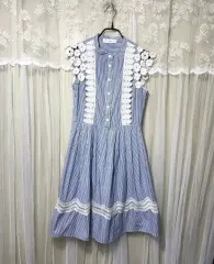 サテン ストライプ レース ONE PIECE