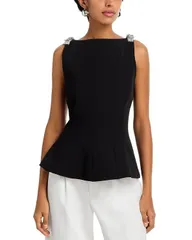 ミリー レディース トップス シャツ ノースリーブ MILLY Ruby Cady Crystal Bow Sleeveless Top Black ブラックのサムネイル