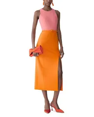 キャロライナヘレラ レディース トップス ワンピース クルーネック ミディ ノースリーブ Carolina Herrera Crewneck Sleeveless Midi Dress Tiger Lily Multi マルチカラー
