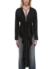 ヘルムート ラング レディース トップス シャツ ドレープ シルク Helmut Lang Silk Draped Scarf Top Black ブラックのサムネイル