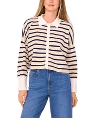 ワンステイト レディース アウター ニット・セーター 1STATE Striped Button Front Sweater Malted ストライプ