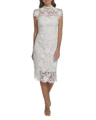エリザジェイ レディース トップス ワンピース モックネック Eliza J Mock Neck Sheath Dress Ivory アイボリー