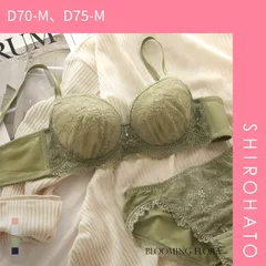 【SHIROHATO公式】【正規品・新品】ブラジャー ショーツ セット 大きいサイズ アンダー80 脇高 総レース B C D E F 上下セット ナチュラルメイクブラ ブルーミングフローラ(D70-M、D75-M)