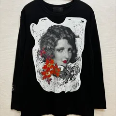 YOHJI YAMAMOTO WILDSIDE ヨウジヤマモト ワイルドサイド ロンT ロンティー Lサイズ 長袖 ブラック メンズ ポートレート 女性 ブラック Tシャツ アート カジュアル ブランド ファッション コラボのサムネイル