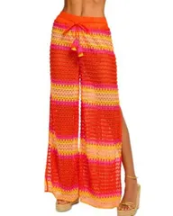 レイミー ブルック レディース ボトムス カジュアルパンツ Ramy Brook Larsa Swim CoverUpants Vivid Orange Crochet オレンジ