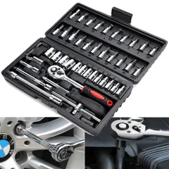 ソケット レンチ ラチェット ガレージ ツール 工具 セット 46P 自動車 車 整備 修理 メンテナンス 差込角6.35mm 1/4インチ 