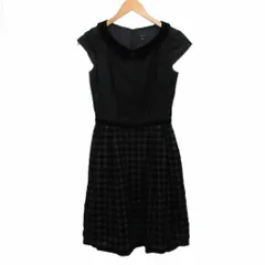 トッカ TOCCA ワンピース ドレス ひざ丈 チェック 切替 黒 ブラック 0 約S
