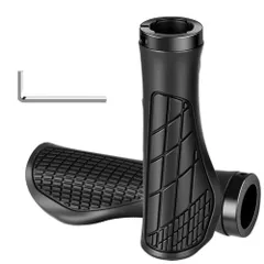 新品 YFFSFDC 自転車 グリップ ゴム製 人間工学 滑り止め ショック吸収 ハンドル 左右セット アルミロックリング付き 内径22mm クロスバイク マウンテンバイク 汎用 六角レンチ付きのサムネイル