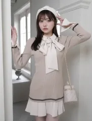 スナ系 lip service リボン シャツ プリーツ ONE PIECE