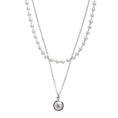 [ドナリー] 真珠 パール あずきチェーン ネックレス チョーカー レディース (シルバー) [シルバー]