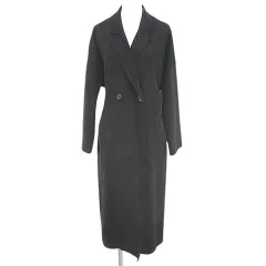 ザラ ZARA ロングコート ガウン スエード調 S 黒系 ブラック ストレッチ リボン ポケット 無地