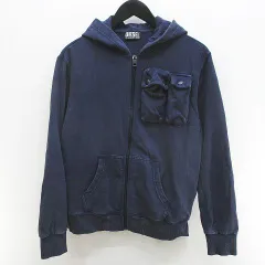 ディーゼル DIESEL 長袖 スウェット パーカー ジャケット 12 青系 ダークブルー 無地 ジップアップ リブ キッズ 子供服