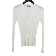 アイシービー iCB 長袖 カーディガン S 白系 ホワイト リブ Vネック 透け感 薄手