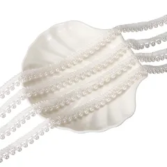 【新品】 uxcell フェイクパールレースリボン 5ヤード/4.5m 幅4-6mm パールフリンジアップリケ ビーズトリム ウェディングドレス用刺繍装飾 手芸 DIY クラフト 装飾用 ホワイト 1