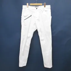オークリー OAKLEY ゴルフウェア ロングパンツ ジップフライ 34 白系 ホワイト ストレッチ ロゴ 文字 刺繍