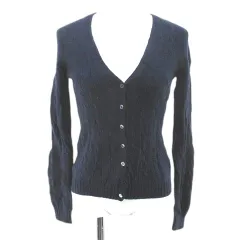 ラルフローレン RALPH LAUREN 長袖 カーディガン ニット カシミヤ M 紺系 ネイビー ケーブル編み