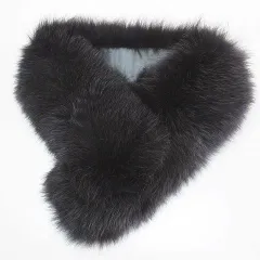 サガファーズ SAGA FURS フォックス ファー ショール マフラー 灰系 チャコールグレー クリップ留め