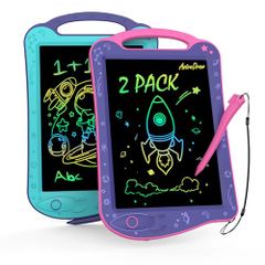 HOMESTEC AstroDraw Drawing Boards (2-pack) - High Brightness, Colorful Screen, Reusable, Write-and-Erase Board, Kids Toy, Educational Toy, Learning, Doodling, for Girls and Boys Ages 7-8, Birthday Gift, Purple/Pink & Blue/Pink fbd7845f