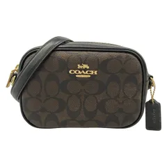 COACH(コーチ) ショルダーバッグ美品  ミニ ジェイミー カメラ バッグ シグネチャー キャンバス C9926 ダークブラウン×黒 レザー