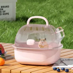 Lakymisy ハムスター キャリーケージ 小動物 ゲージ 携帯 キャリーケース キャリーバッグ 飼育 移動用 お出かけ 旅行 動物病院 ゴールデンハムスター キンクマ ジャンガリアン 給水ボトル付きのサムネイル