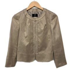 23区 羊革 ラムレザー ノーカラージャケット ベージュ 48 大きいサイズ