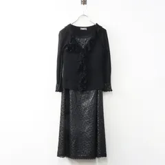 Archive フランコフェラーロ FRANCO FERRARO コサージュ付き ニット アンサンブル 刺繍ワンピース 3 ブラック┃黒【2400014896824】のサムネイル