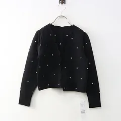 未使用 2023SS スピックアンドスパン U by SPICK&SPAN ドット刺繍ニットカーディガン F｜ブラック 羽織り スカラップ【2400014919769】