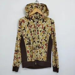 Champion チャンピオン ヘビーウェイト リバース ウィーブ ジップ スウェット パーカー フーディ 総柄 切替 カモフラ 古着 マルチカラー ベージュ M D293