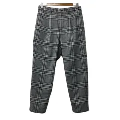 グローバルワーク GLOBAL WORK パンツ テーパード ロング チェック タック S グレー 黒 ブラック