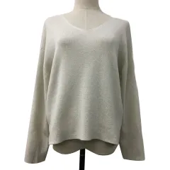 オペークドットクリップ OPAQUE.CLIP Filivivi セーター ニット プルオーバー Vネック ラメ 無地 長袖 M 白 ベージュ ホワイト