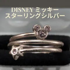 DISNEY ヴィンテージ ミッキー スターリングシルバー925 ピンクストーン オープンリング Micky