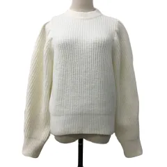 リエンダ rienda セーター ニット プルオーバー クルーネック 無地 長袖 F 白 ホワイト