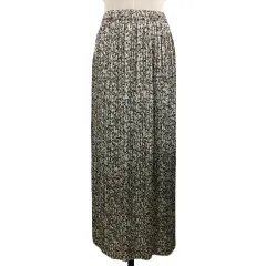 グローバルワーク GLOBAL WORK スカート プリーツ ロング ウエストゴム 総柄 F 茶 白 ブラウン ホワイト