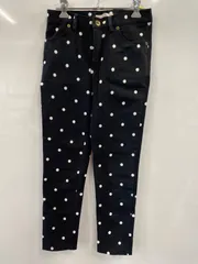 ピC432⚫︎dazzlin American Sweet Casual⚫︎ダズリンアメリカンスィートカジュアル⚫︎ストレートパンツ●タイト厚手⚫︎ドット柄⚫︎綿混⚫︎サイズS⚫︎黒×白のサムネイル