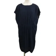 グリーンレーベルリラクシング ユナイテッドアローズ green label relaxing ワンピース Iライン ミニ 無地 タック ドレープ 半袖 紺 ネイビーのサムネイル