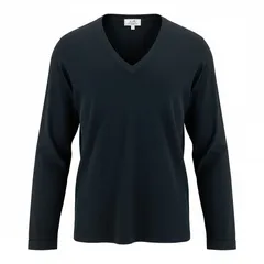 64d16 HERMES エルメス Vネック Tシャツ ロングスリーブ カットソー イタリア製 サイズL ブラック コットン100％ メンズ 紳士服u02tのサムネイル