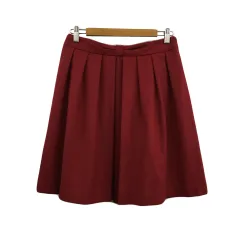 マッキントッシュフィロソフィー MACKINTOSH PHILOSOPHY スカート フレア 膝丈 タック 無地 ウール 38 赤 レッド