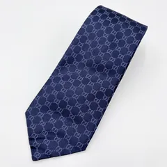 GUCCI（グッチ）GGパターン シルク ネクタイ 総柄 ネイビー メンズ 456520 48002【中古】