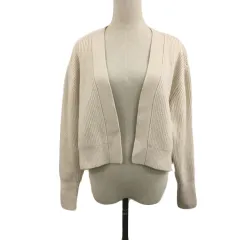 ザラ ZARA カーディガン ニット 前開き ショート丈 リブ 長袖 USA M オフホワイト ベージュ