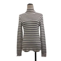 ローリーズファーム LOWRYS FARM セーター ニット プルオーバー ハイネック ボーダー 長袖 F 白 黒 ホワイト ブラック