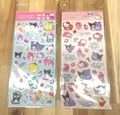 2枚セット　サンリオキャラクターズ ラメ入り樹脂もりシール