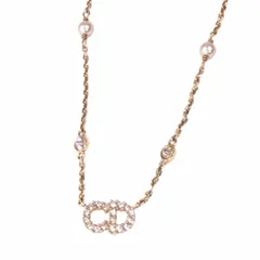 極美品★DIOR ディオール N1033CDLCY Clair D Lune ネックレス GP ラインストーン フェイクパール ピンクゴールド 保存袋付き レディース