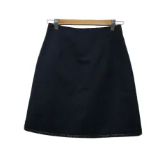 ユナイテッドアローズ UNITED ARROWS エメルリファインズ EMMEL REFINES スカート 台形 ミニ リネン混 バックジップ 無地 M 紺 ネイビー