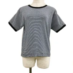 コーエン coen Tシャツ カットソー プルオーバー クルーネック ボーダー 半袖 M 黒 白 ブラック ホワイト