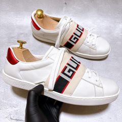 GUCCI ロゴバンド レザー スニーカー ホワイト - メルカリ
