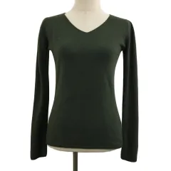 アズールバイマウジー AZUL by moussy basic セーター ニット プルオーバー Vネック 薄手 無地 長袖 S 緑 グリーン