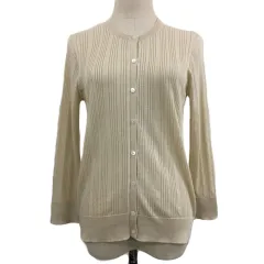 ニューヨーカー NEWYORKER カーディガン ニット ラウンドネック 無地 長袖 M ベージュ