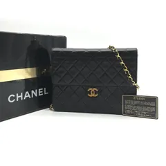 良品 CHANEL シャネル ココマーク マトラッセ プッシュロック ラムスキン レザー チェーン ショルダー バッグ ブラック レディース a12577