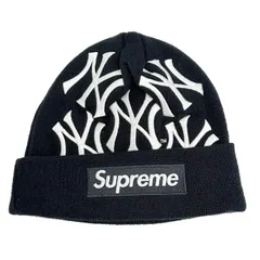 シュプリーム SUPREME 21AW New York Yankees New Era Box Logo Beanie ニューヨーク ヤンキース ニューエラ ボックス ロゴ刺繍 ビーニー ニットキャップ 紺ネイビー☆AA★▲260416